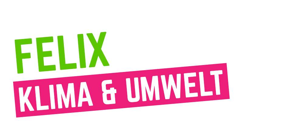 Textblock in Magenta und Grün "Felix - Klima und Umwelt"